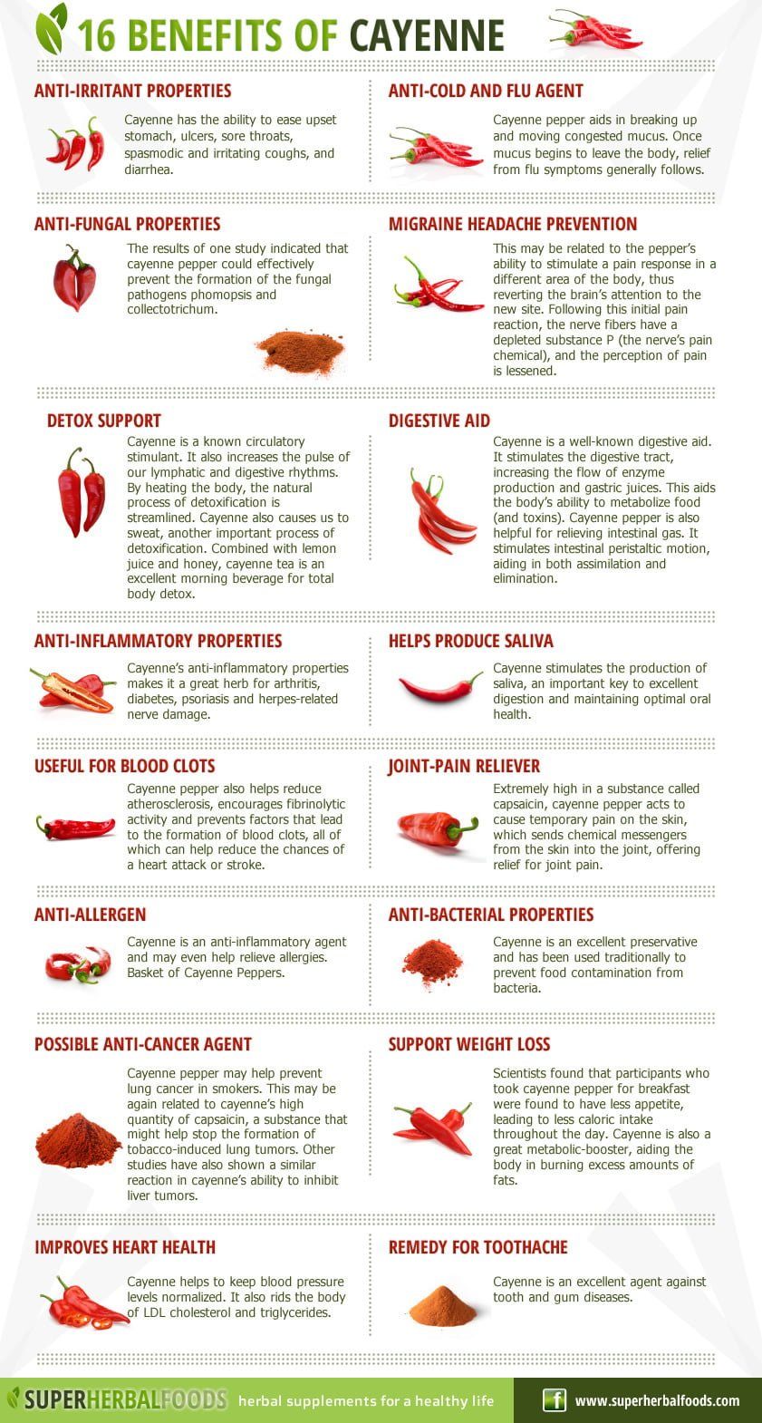 16 Benefits of Cayenne Infographic
