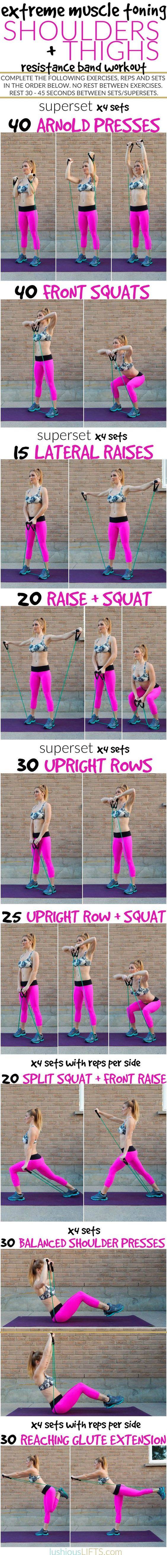 Shoulder and Thigh Resistance Band Workout