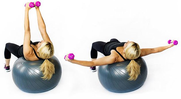 Stability Ball Dumbbell Flyes