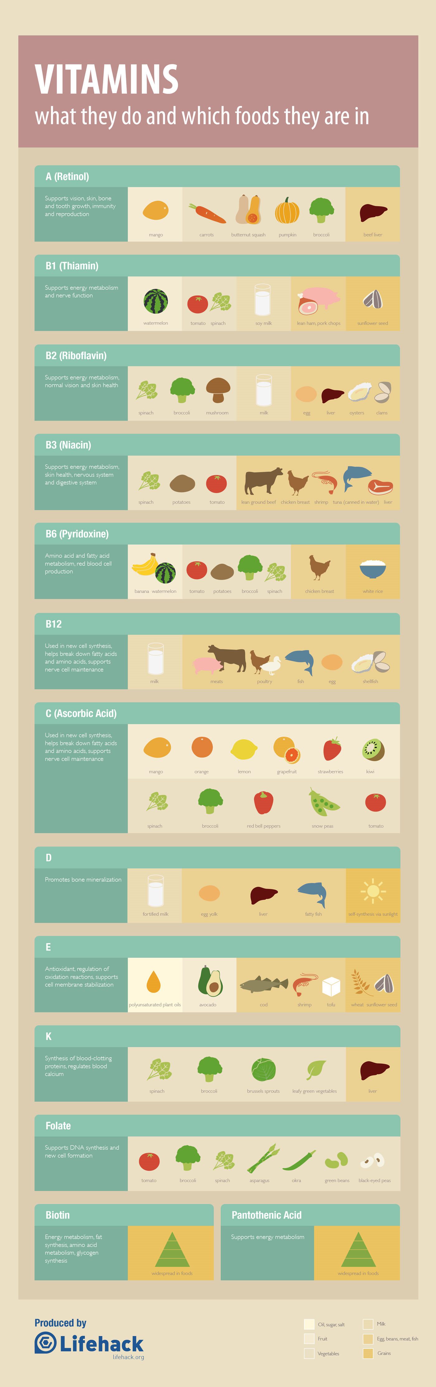 Vitamins Cheat Sheet Infographic
